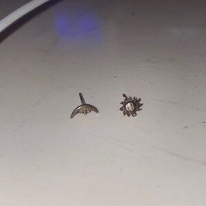 .925 sterling silver half moon sun sunshine smile earring boho happy fun kid Y2K